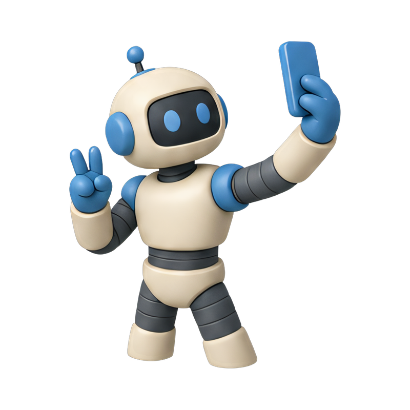 humanoid robot capturing a selfie
