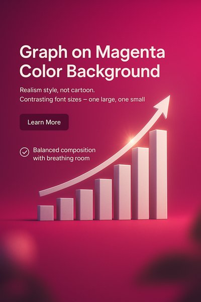 3D Graph on Magenta Background with Text Overlay