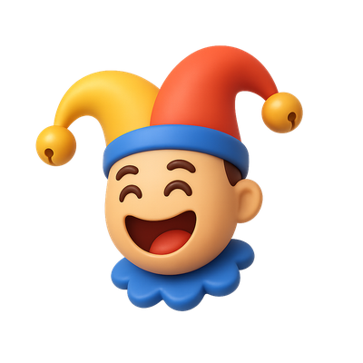 Playful 3D April Fool Icon with Jester Hat