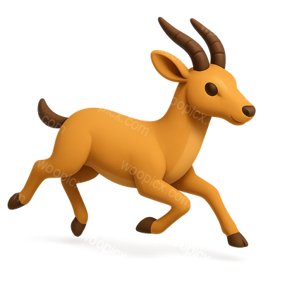 3D Antelope Icon in Motion with Isometric Design