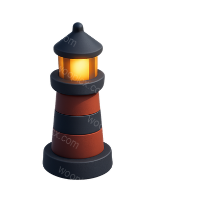 Stylish 3D Lighthouse Icon with Beam Effect