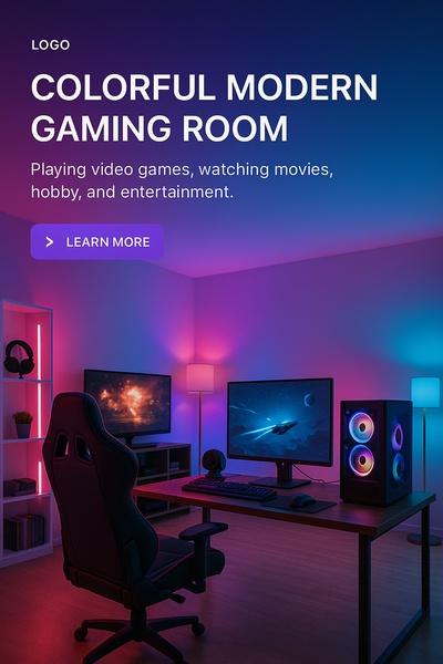 Vibrant Modern Gaming Room with Neon Lights
