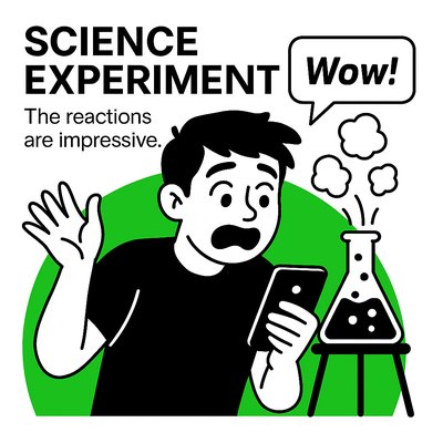 Engaging Science Experiment Graphic with Bold Illustrations