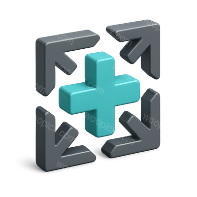 3D Geometric Arrows with Central Plus Icon