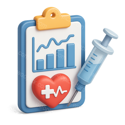 Medical Achievements 3D Icon with Heart and Syringe