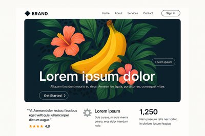 Tropical Floral Landing Page Design with Bold Typography