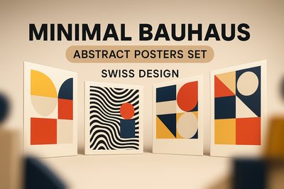 Modern Minimalist Bauhaus Abstract Poster Display