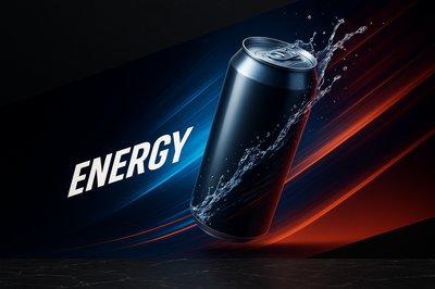 Dynamic Elegance: Captivating Energy Drink Can Visual