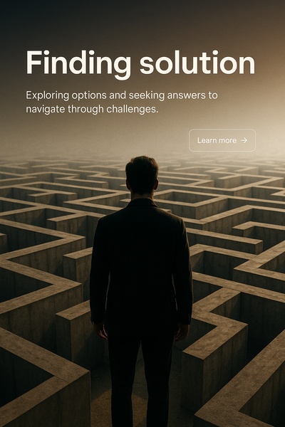 Silhouette of a Man in a Labyrinth Searching for Solutions