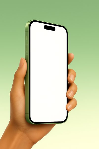 Green Phone Held Against a Gradient Background