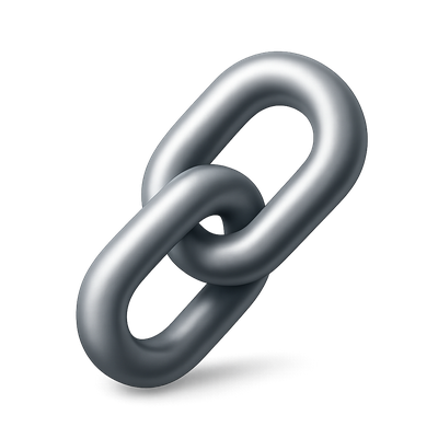 Stylized 3D Silver Link Icon for Digital Representation