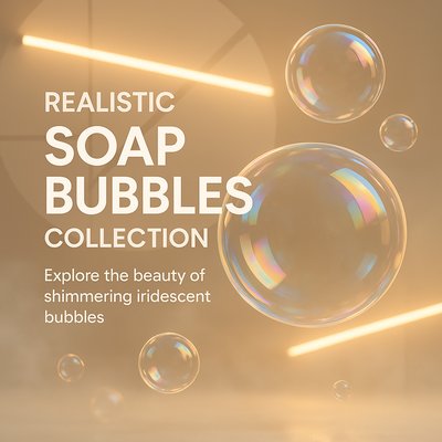 Realistic Soap Bubbles Collection with Neon Elements