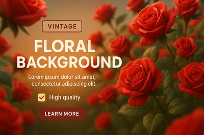 Vintage Floral Background with Roses and Call to Action
