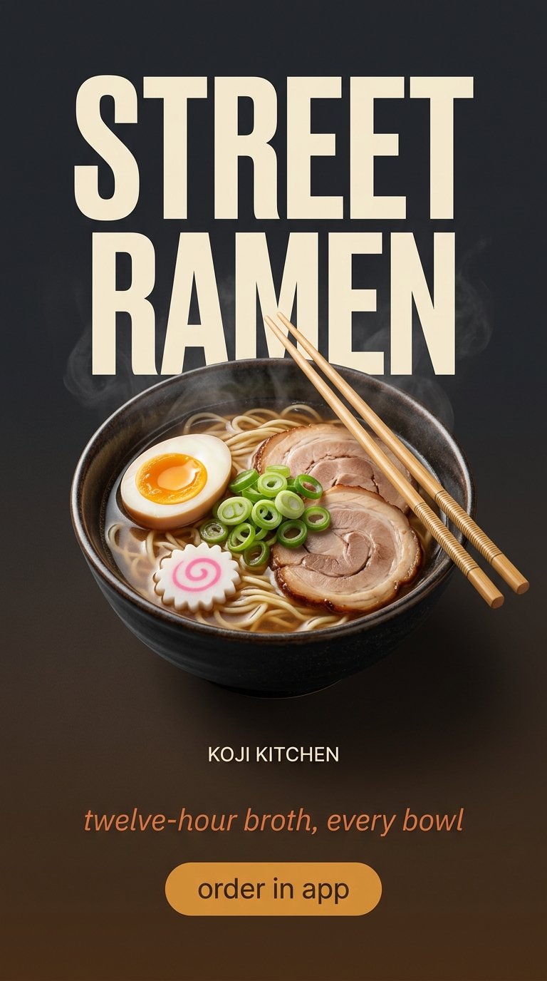 Authentic ramen bowl presentation