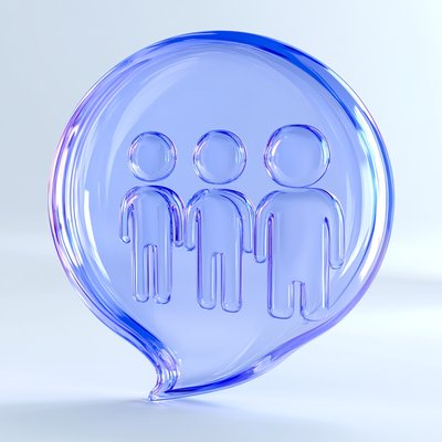 Stylized Communication Icon Featuring Silhouetted Figures