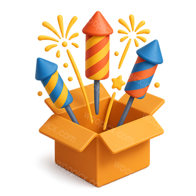 Colorful Fireworks Shooting from Open Box