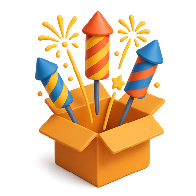 Colorful Fireworks Shooting from Open Box