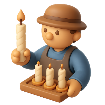 3D Candlestick Maker Icon with Candles