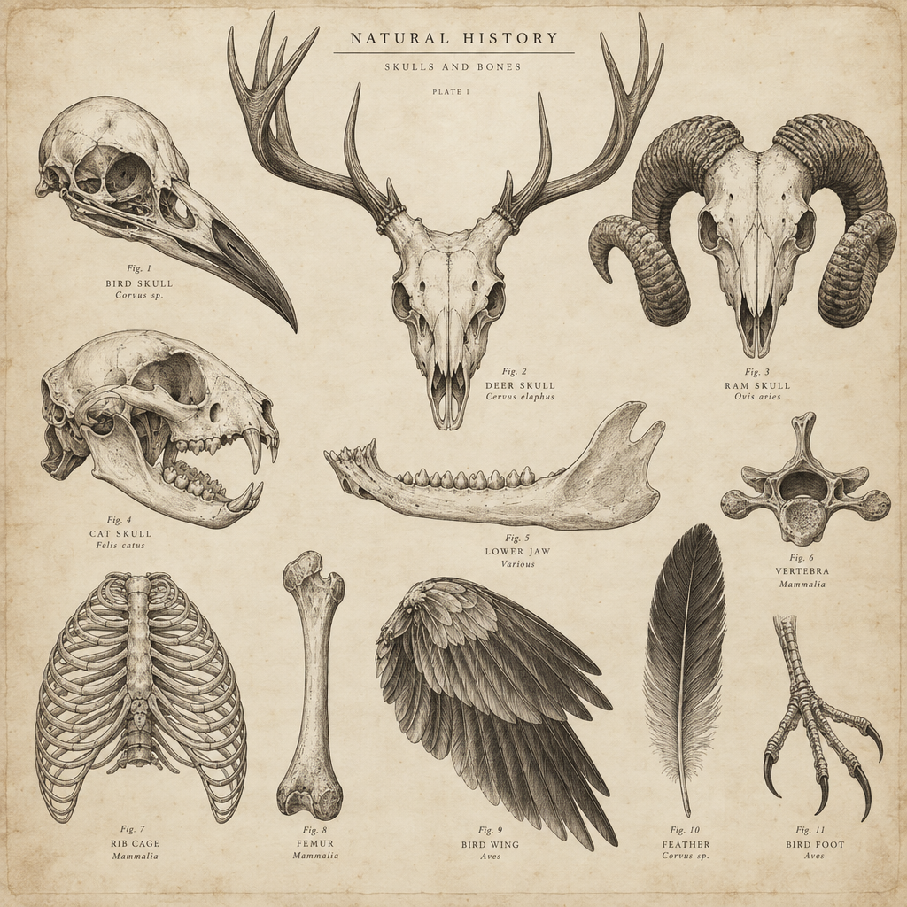 scientific animal skull illustrations