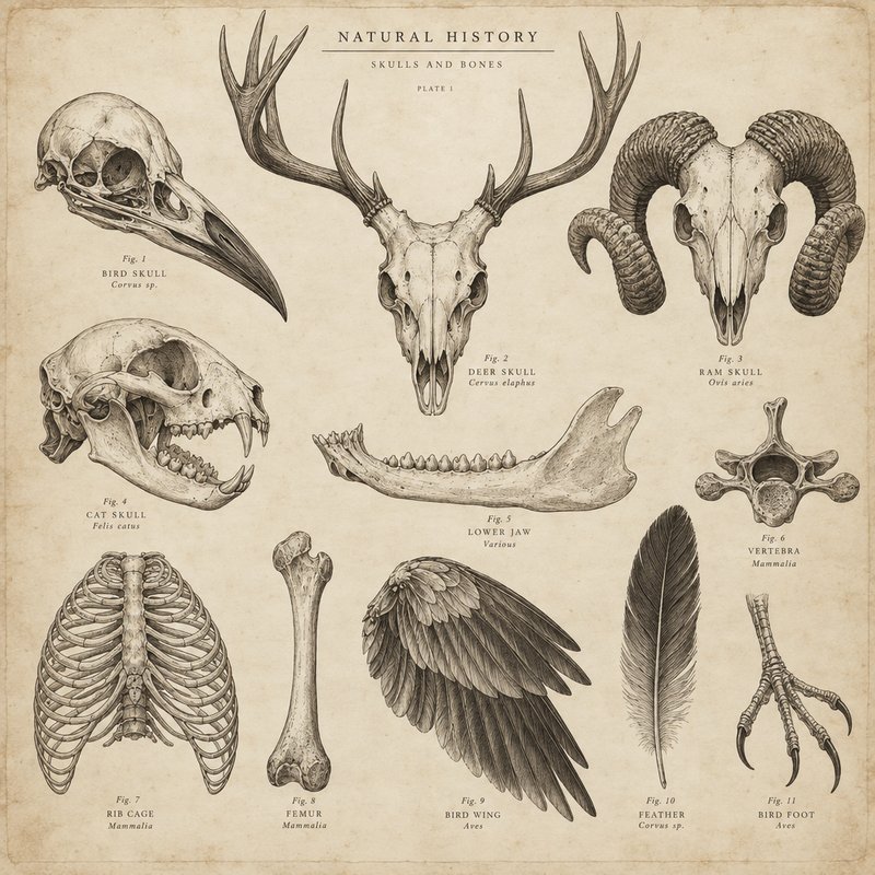 scientific animal skull illustrations