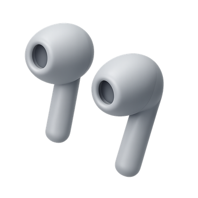 Stylish 3D Earbuds Icon with Isometric Design