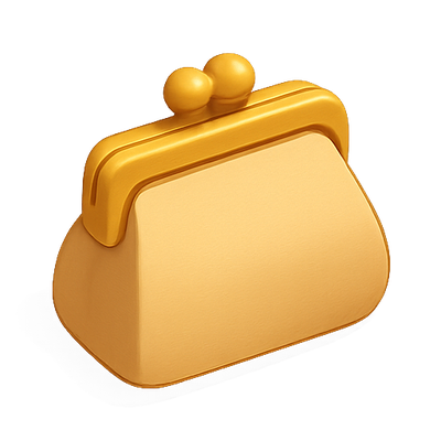 Stylized Yellow Coin Purse Icon with Minimalist Design