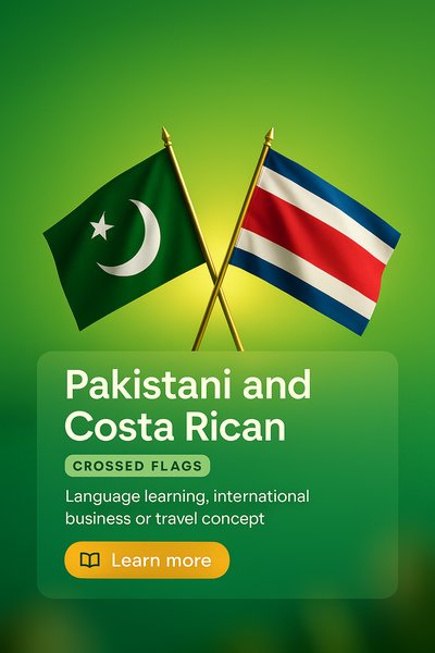 Crossed Flags of Pakistan and Costa Rica for Language Learning