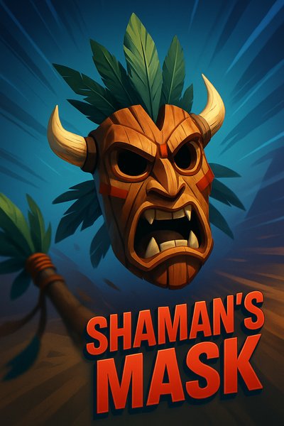 Dynamic Shaman's Mask Illustration with Vibrant Colors