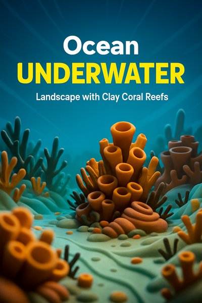 Vibrant Ocean Underwater Landscape with Clay Coral Reefs