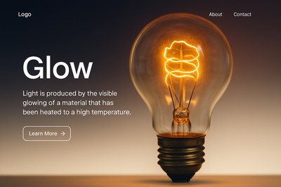 Stylish Glow Lightbulb Design for Web Page