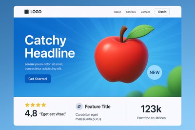 Dynamic Landing Page Design with Apple Illustration