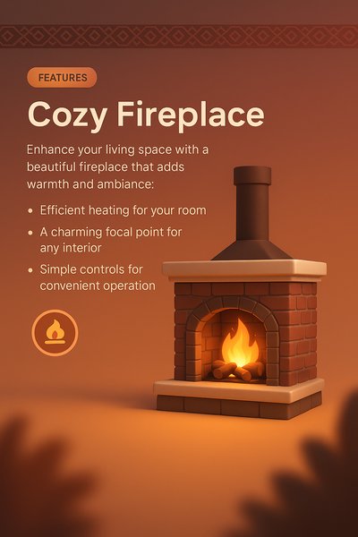 Cozy Fireplace Landing Page Design with Features