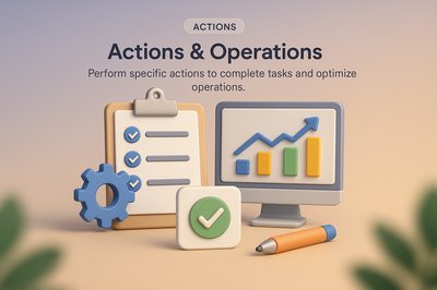 Detailed 3D Illustration of Actions and Operations Concept