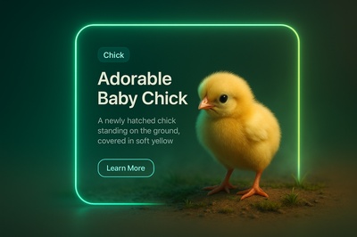 Realistic 3D Scene of an Adorable Baby Chick in Neon Atmosphere