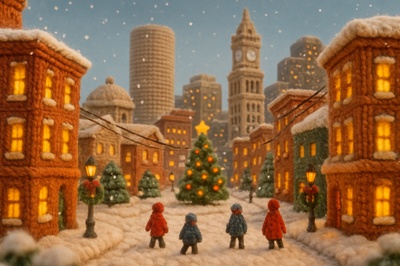 Enchanting Winter Scene in Downtown Boston