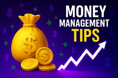 Financial Tips Graphic Featuring Money Management Concepts