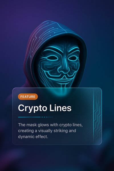 Glowing Hacker Mask with Crypto Lines in 3D Design