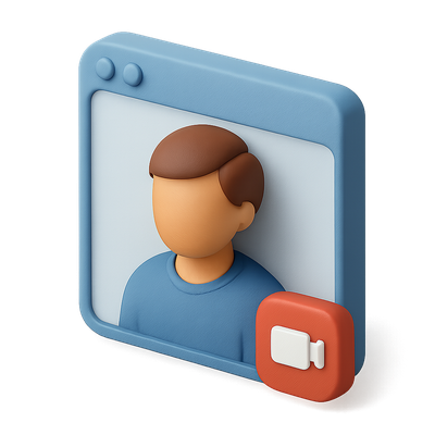3D Video Call Icon with Isometric Design