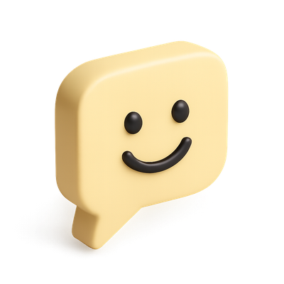 3D Smiley Bubble Icon in Isometric View