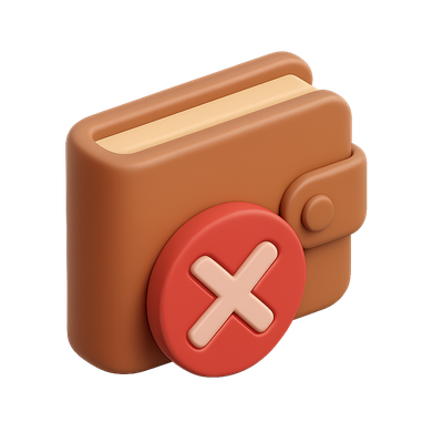 3D Canceled Wallet Icon Design with Isometric View