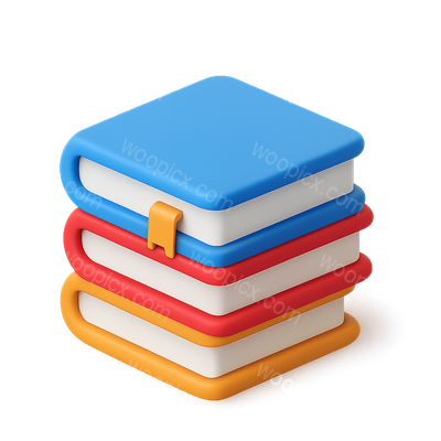 Colorful 3D Book Stack Icon with Isometric View