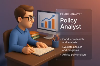 3D Illustration of a Policy Analyst at Work