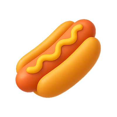3D Render of a Colorful Hot Dog Icon