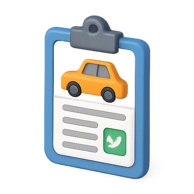 Car Registration Icon with Document and Vehicle Illustration