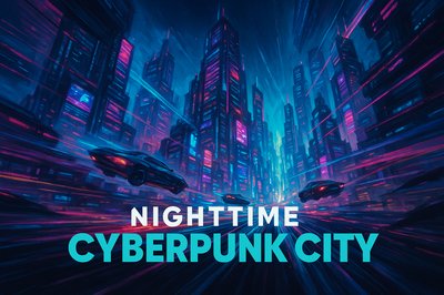 Vibrant Nighttime in a Futuristic Cyberpunk City