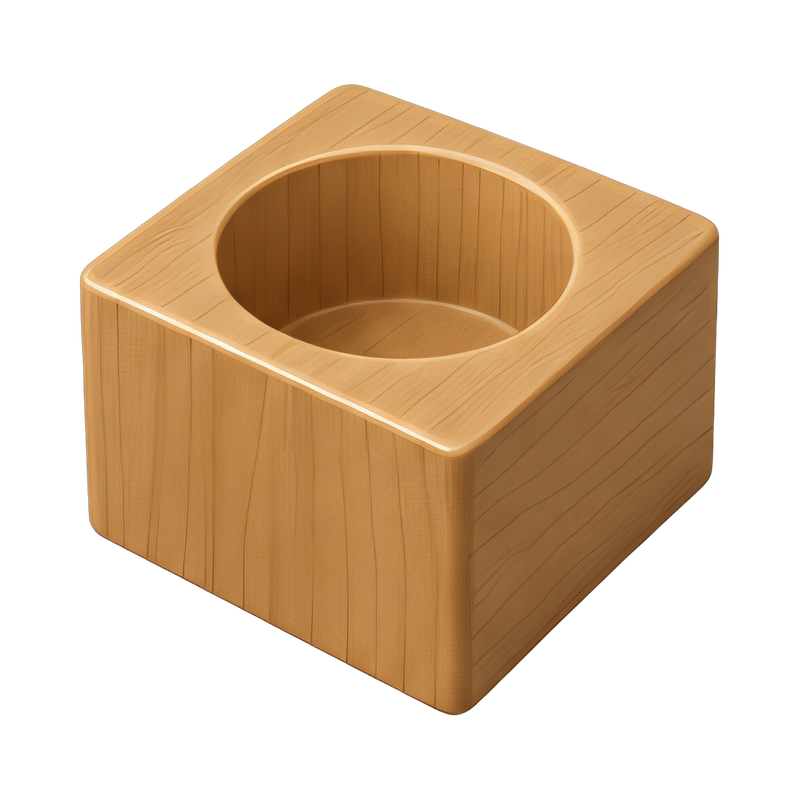 wooden cup with blocking design