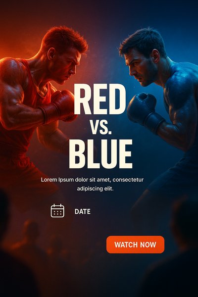 Dynamic Sports Graphic Featuring Red vs. Blue Duel