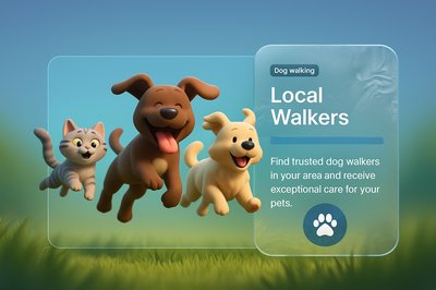 Happy Animals Playing in a Field with Dog Walking Services