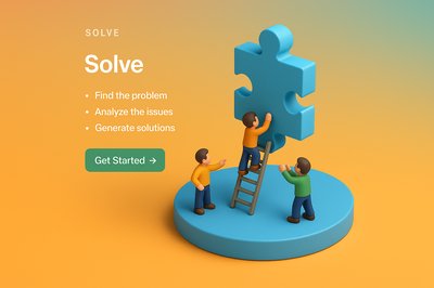 Engaging 3D Illustration of Problem-Solving Scene