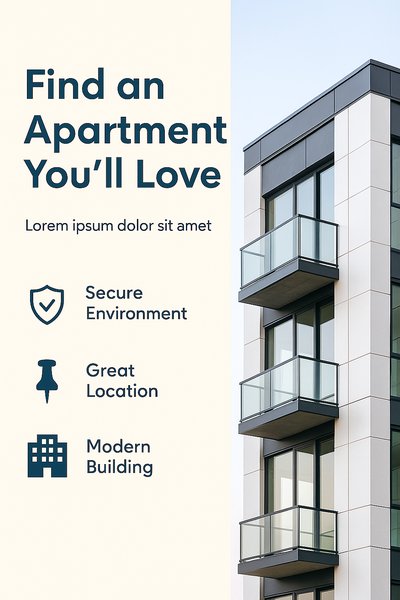 Real Estate Promotional Graphic Highlighting Apartment Features